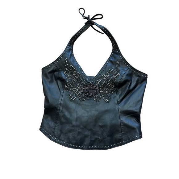 SOLD* NWOT Harley Davidson Leather Halter sz M - Picture 2 of 6